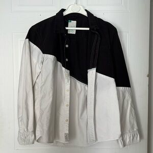 Black and white 100% cotton dress shirt